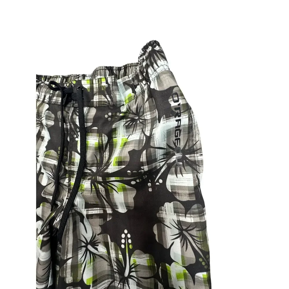 O'Rageous Board Shorts Swim Trunks Hibiscus Plaid Cargo Y2K
